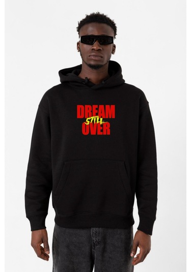 Dream Still Over Siyah Erkek 3ip Kapşonlu Sweatshirt 001