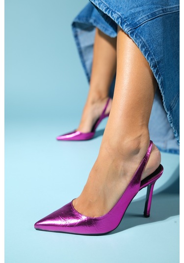 Twine Metalik Fuşya Kadın Topuklu Ayakkabı Fuşya