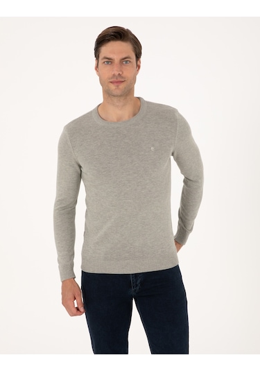 Pierre Cardin Erkek Açık Gri Melanj Kazak /triko 50315509-vr091 Açık Gri Melanj