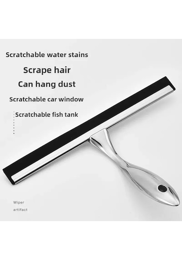 Teltree Ev Ve Ticari Kullanım İçin Paslanmaz Çelik Cam Silici, Tek Taraflı Temizleme, Özellikli Kollü Ve Özlü Lastik Ucu + Kareli Yapıştırıcı Kanca Diğer