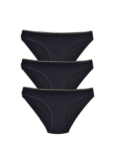 Kadın 3'Lü Paket Desenli Bikini Külot Siyah-Tek Ebat-Siyah