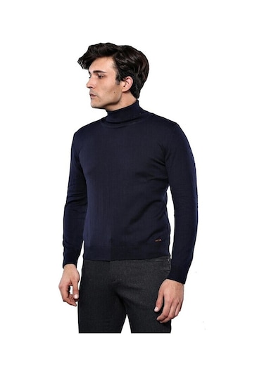 Balıkçı Yaka Lacivert Triko Kazak Wessi 001