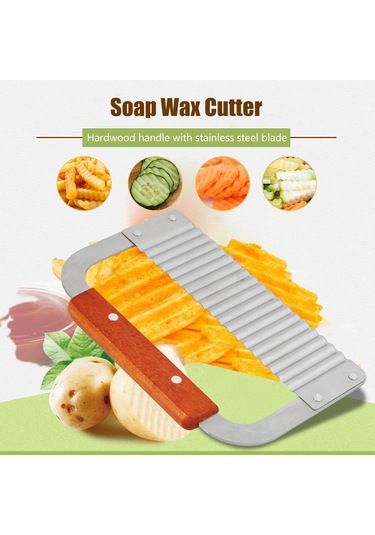 Xiyyadms Ahşap Saplı Paslanmaz Çelik Dalga Kenar Sabun, Sebze, Mum Kesici - Dayanıklı Ve Kolay Kullanım Diğer