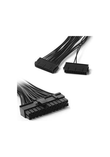 Besthome1 30cm Koyu Siyah 24pin Çift Güç Kaynağı Eş Zamanlı Başlatma Kablosu 2000w Destekli