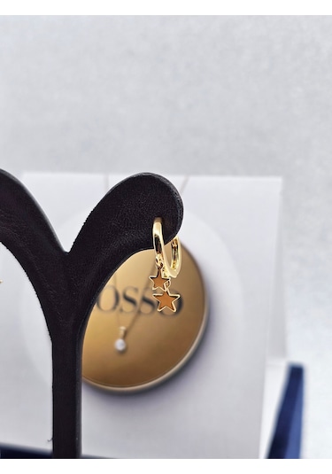 Xuping Yıldız Model Gold Renk Çelik Küpe Altın