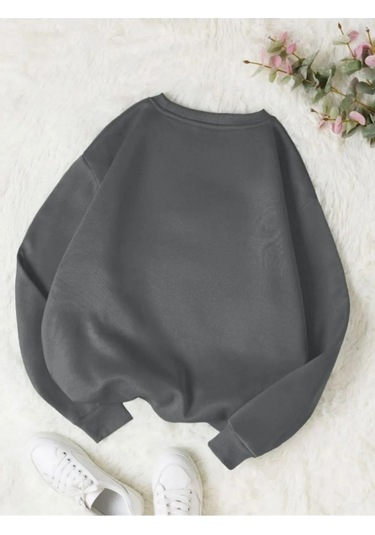 Unisex Kadın/Erkek Özel Renkli Oversize Bisiklet Yaka Pamuklu Sweatshirt