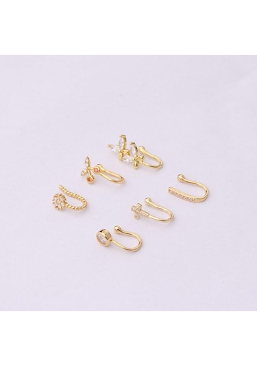 Gümüş 1 Adet Kelebek Olmayan Deldi Deliksiz Burun Halka Klipsi Burun Çember Halkası Sahte Piercing Kulak Manşet Tragus Küpe Kıkırdak 1 Gümüş