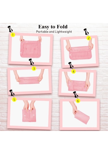 Skycity Turizm İçin 8'li Su Geçirmez Organize Seti: Elbise, Giyim, Ayakkabı Ve Kozmetik Çantaları - Pembe Pembe