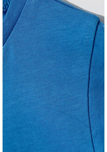 Erkek Çocuk Sax Mavi Basic Tişörtlü Animal Desenli Şortlu Takım-1140 Mavi