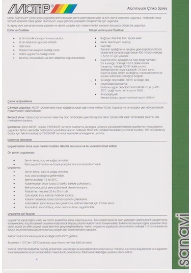 Motip Alüminyum Çinko Sprey 400 ML - Aluzinc Spray