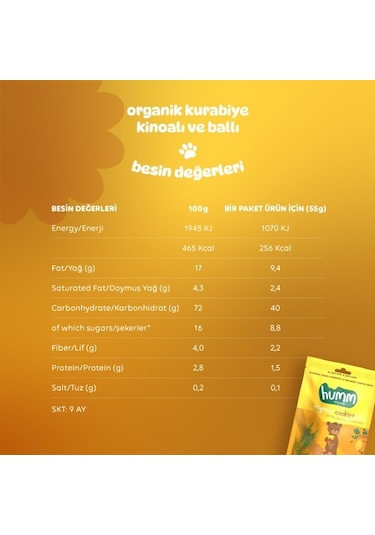 Humm Organik Ballı Kinoalı Kurabiye 55 G