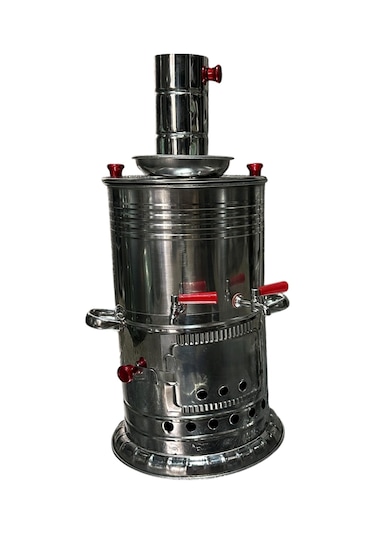Odunlu Çift Musluklu Çelik Semaver 5 Lt -127
