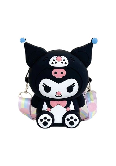 Snapbuy Silikon Mini Çocuk Çantası, Kuromi Tasarımlı, Çapraz Askılı Kuromi Siyah
