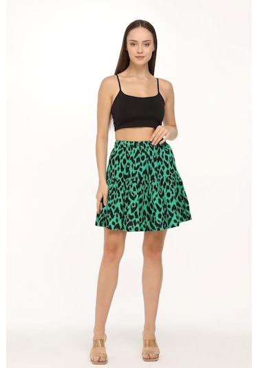 Nurören Viskon Kumaş Şort Etek Yeşil