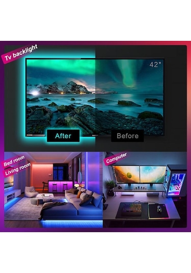 1 M-30 M Usb Led Çubuk Işığı Rgb 5050 Bluetooth Bant Noel Odası Dekorasyon İçin Led L Masaüstü Ekran Tv Led Aydınlatmalar 56669198