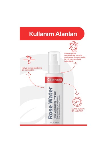 Celenzea Aydınlatıcı & Gözenek Sıkılaştırıcı ve Yenileyici Gül Hidrosolü 100 ML