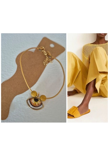 Glamglamour Mat Sarı Deri Göz Bayan Halhal