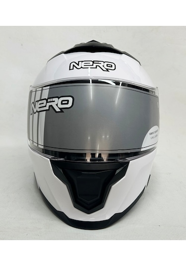 Nero Çene Açılır Kask Tk912 Paralk Beyaz İç Güneş Vizörlü