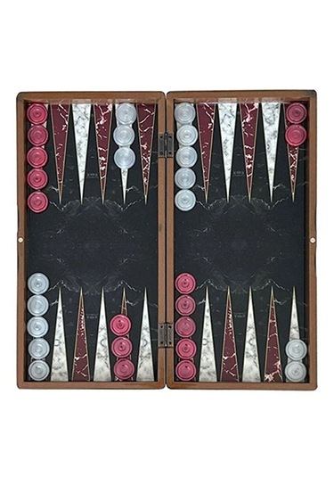 Marble Siyah Büyük Boy Tavla Takımı