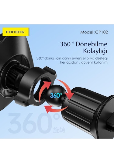 Foneng Cp102 Manyetik Araç İçi Telefon Tutucu Araba Havalandır...