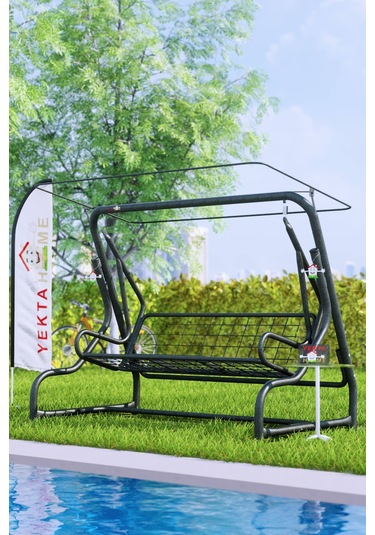 Yektahome Yekta Germiyan 3 Kişilik Bahçe Salıncağı Balkon Salıncak 200 Cm Gri
