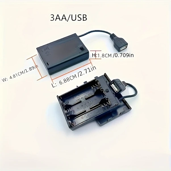 Tongdashop 2 Adet Taşınabilir Mini Aa Pil Kutusu Anahtarlı Led Şerit Usb Güç