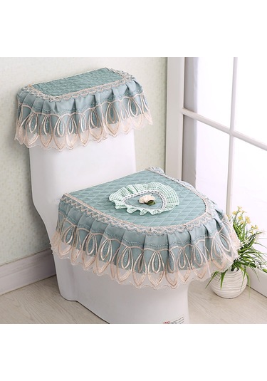 Teltree Halka Açık Satış Yüksek Kaliteli Dokulu Klorlu Mavi Tuvalet Kılıfı Seti - Toz Koruyucu Üçlü Paket Dokuma, Kolay Kurulum Diğer