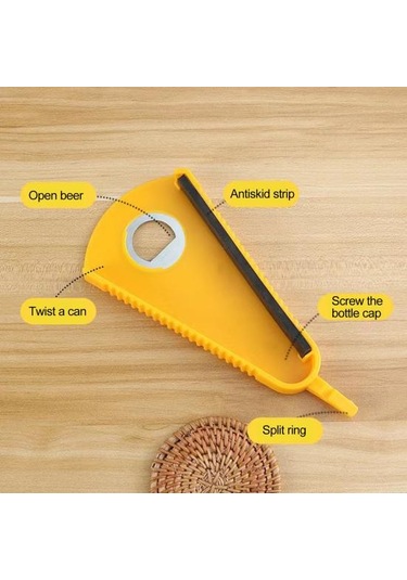 Konserve Şişe Açacağı Hafif Emek Tasarrufu Sağlayan Plastik Çok Amaçlı Kavanoz Kaymaz Şişe Açacağı Mutfak İçin Sarı