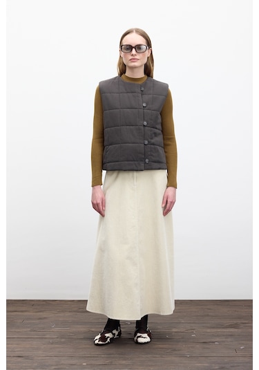 Kapitone Kısa Fit Yelek Antrasit Antrasit