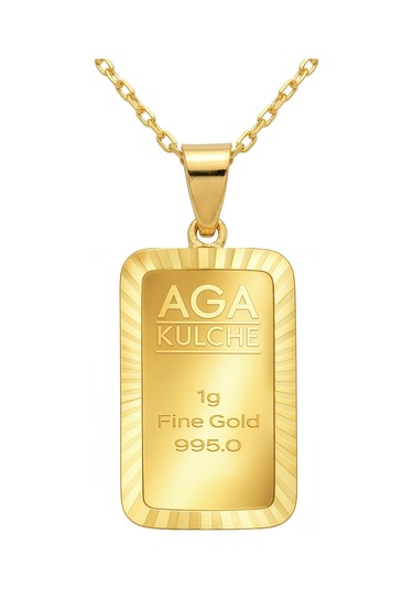 Agakulche 1 Gr Kalemli Altın Külçe Kolye