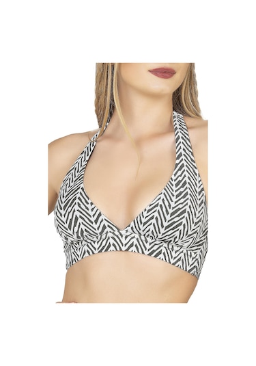 Endeep Kadın Zigzag Desenli Toparlayıcı Bikini Takımı Siyah-beyaz Siyah - Beyaz