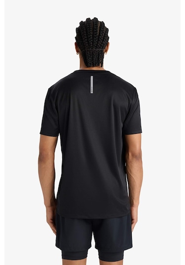 Defacto Defactofit Slim Fit Dar Kesim Bisiklet Yaka Çabuk Kuruyan Nefes Alabilen Esnek Kumaş Baskılı Sporcu Kısa Kollu Tişört E9318ax25aubk81 SIYAH