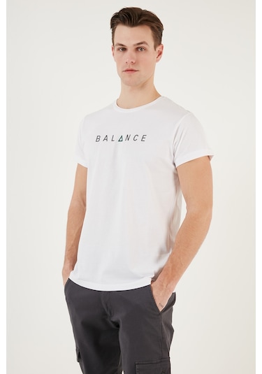 Buratti Pamuklu Slim Fit Bisiklet Yaka Erkek T Shirt 541Balance Beyaz