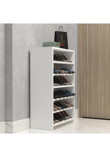 Kenzlife Ayakkabılık Konevi Mat Beyaz Suntalam 095 060 30 Onsekiz Çift Ayakkabı Kapasitesi Arkalıksız Beyaz