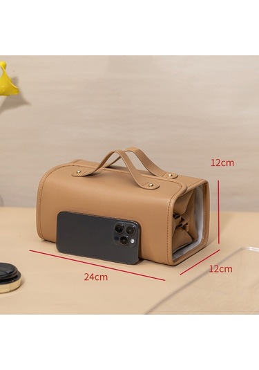 Sones Taşınabilir Büyük Kapasiteli Seyahat Ayrılabilir Katlanabilir Su Geçirmez Kozmetik Çantası Kahverengi