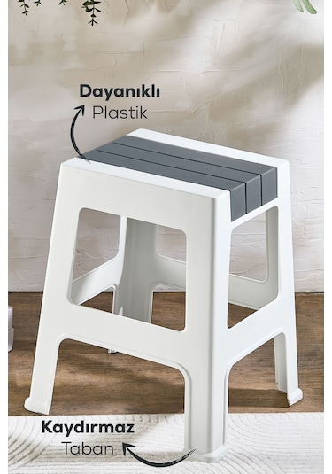 Vienev Plastik Büyük Tabure Gri Gri