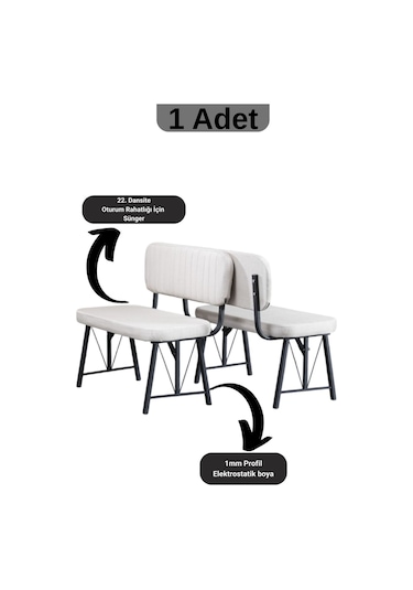 Elfin Mutfak , Yemek Odası Bahçe Balkon Otel Restoran Kafe Bench, Puf, Sırtlı Bench -1 Adet Krem Krem