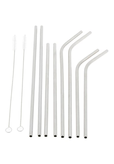 Homyl Yeniden Kullanılabilir Düz Kavisli Metal Paslanmaz Çelik Gümüş