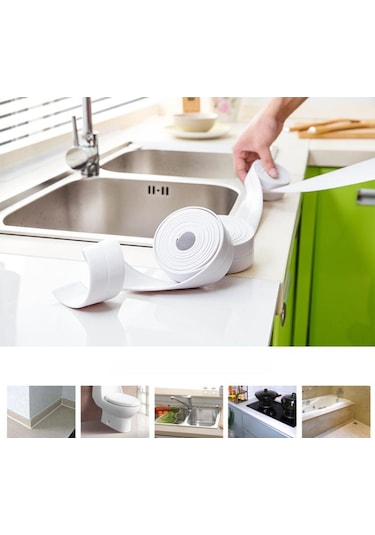 Mavi Mutfak Ve Banyo Su Geçirmez Ve Küflenmez Bant Dikiş Contası Banyo Tuvalet Dikiş Köşe Hattı Çıkartmaları 3.8cm