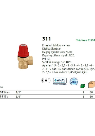 Caleffı 1/2" 3 Bar Emniyet Ventili