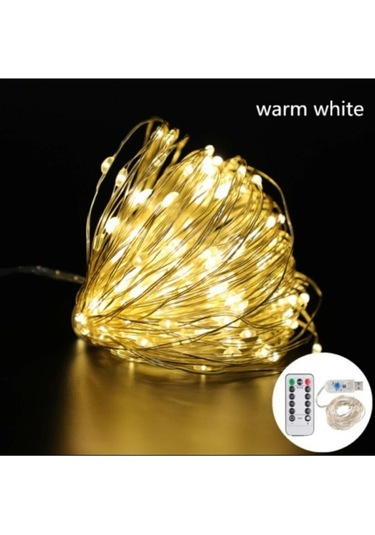 8 Modlu Usb Ile Çalışan Kumandalı Dekoratif Peri Led 10 Metre Sarı Sarı Günışığı