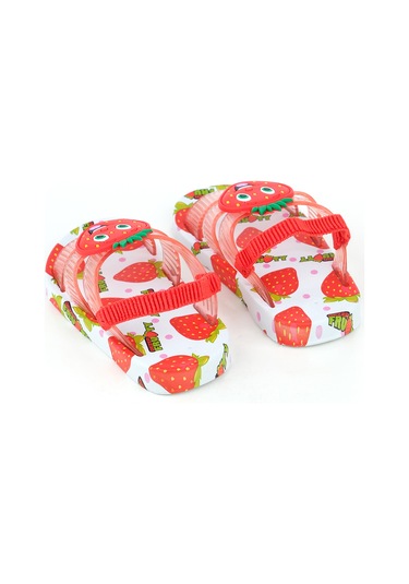 Gezer Yazlık Çilek Desenli Islak Zemine Uygun Kız Çocuk Terlik Sandalet Gt6ybe.14167.00.021.bkr Kırmızı