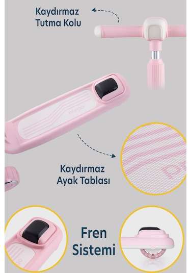 Prego Flow Müzikli Işıklı Oturaklı Çocuk Scooter Katlanabilir - Yükseklik Ayarlı Pembe