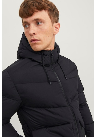 Feminist Siyah Logo Baskili Kapüsonlu Puffer Mont 77724k12238849.01 Siyah