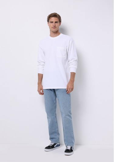 Colins Comfort Fit Yuvarlak Yaka Düz Erkek Beyaz Uzun Kol Tişört Cl1076435 Q1.v1 Wht Beyaz