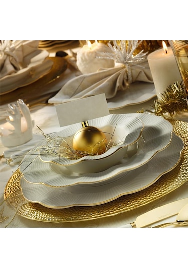 Kütahya Porselen 24 Parça Milena Krem Fileli Yemek Takımı