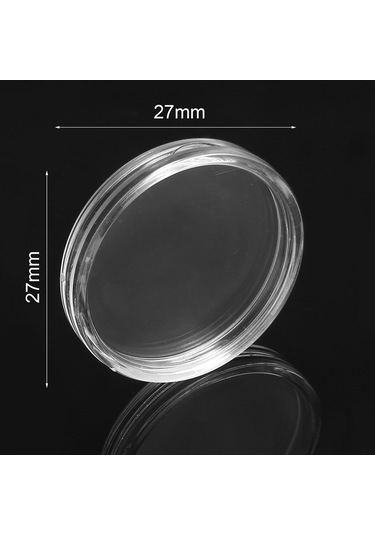 100 Adet 27mm Yuvarlak Şekilli Şeffaf Para Koleksiyon Tutucu