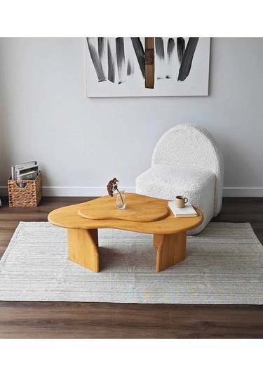 Meltedi Masif Ağaç Tasarım Orta Sehpa 96 X 65cm Teak
