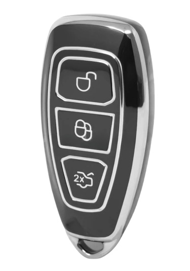 Ford Focus Fiesta Kuga Mondeo Smax Cmax Ecosport 3 Buton Nano Anahtar Kılıfı Siyah-gümüş