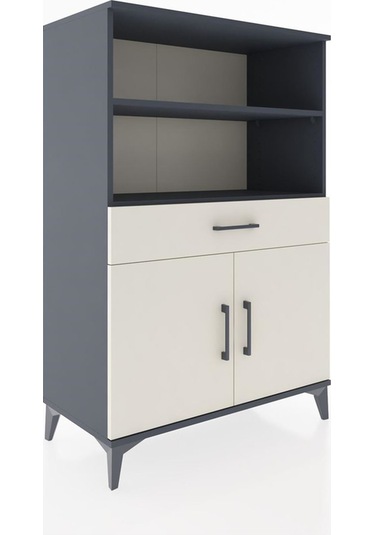 Hyperion Dolap 3 Raflı Tek Çekmeceli 2 Kapaklı 88x44x134 Antr... Antrasit